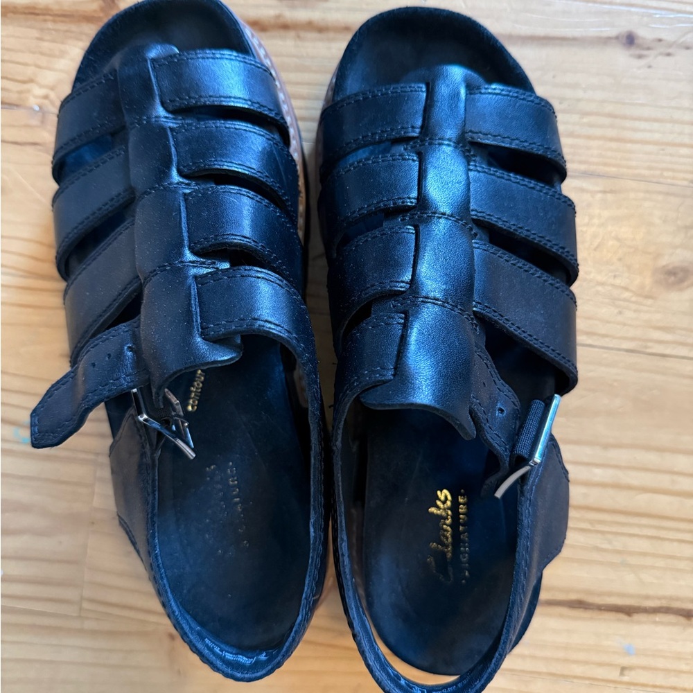 Clarks Women's Orianna Twist Sandals, Black Leather, 8